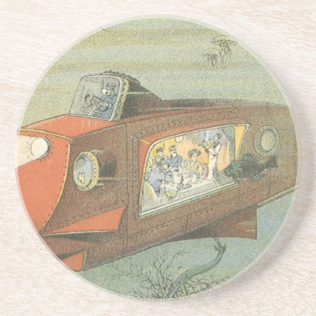 Vintage Science Fiction Steampunk Submarine in Sea Coaster (Front)