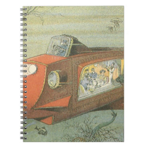 Vintage Science Fiction Steampunk Submarine in Sea Notebook
