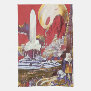 Vintage Science Fiction, the Lost City of Atlantis Tea Towel