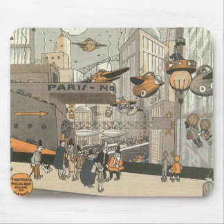 Vintage Science Fiction Urban Paris, Steam Punk Mouse Mat