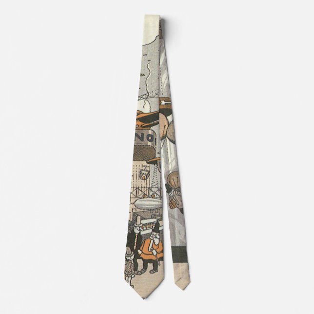 Vintage Science Fiction Urban Paris, Steam Punk Tie (Front)