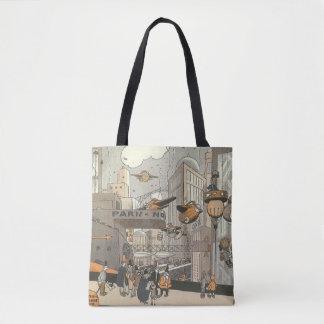 Vintage Science Fiction Urban Paris, Steam Punk Tote Bag