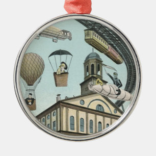 Vintage Science Fiction, Victorian Steam Punk City Metal Tree Decoration