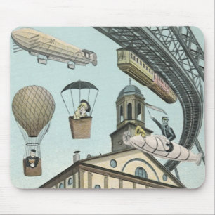 Vintage Science Fiction, Victorian Steam Punk City Mouse Mat