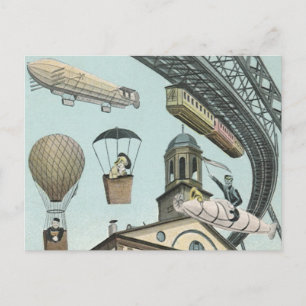 Vintage Science Fiction, Victorian Steam Punk City Postcard