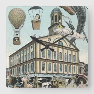 Vintage Science Fiction, Victorian Steam Punk City Square Wall Clock