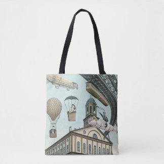 Vintage Science Fiction, Victorian Steam Punk City Tote Bag