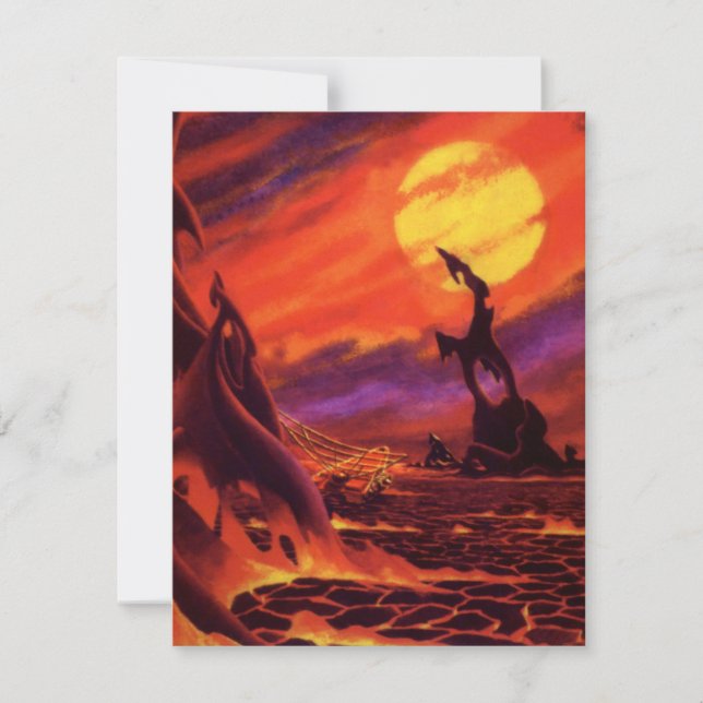 Vintage Science Fiction Volcano Planet w Red Lava (Front)