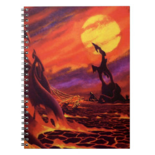 Vintage Science Fiction Volcano Planet w Red Lava Notebook
