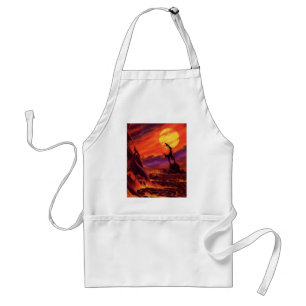 Vintage Science Fiction Volcano Planet w Red Lava Standard Apron