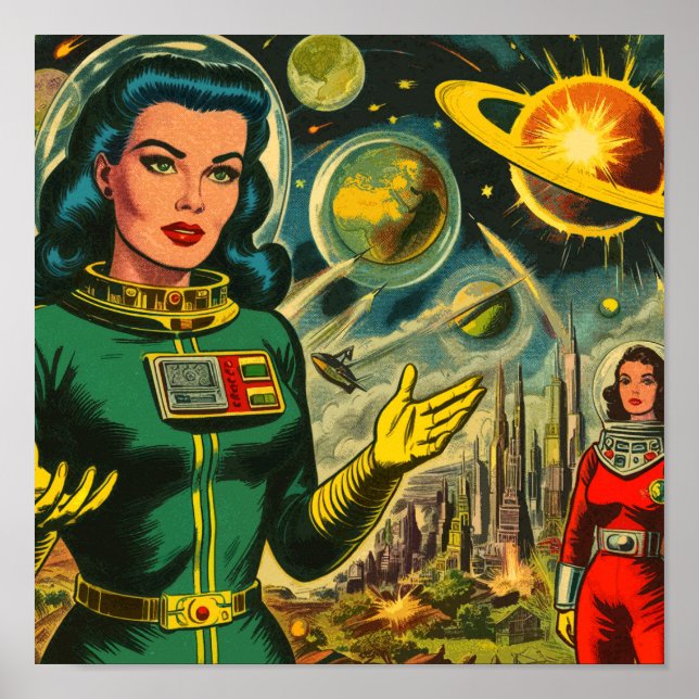 Vintage Science Fiction Woman Comics Poster (Front)
