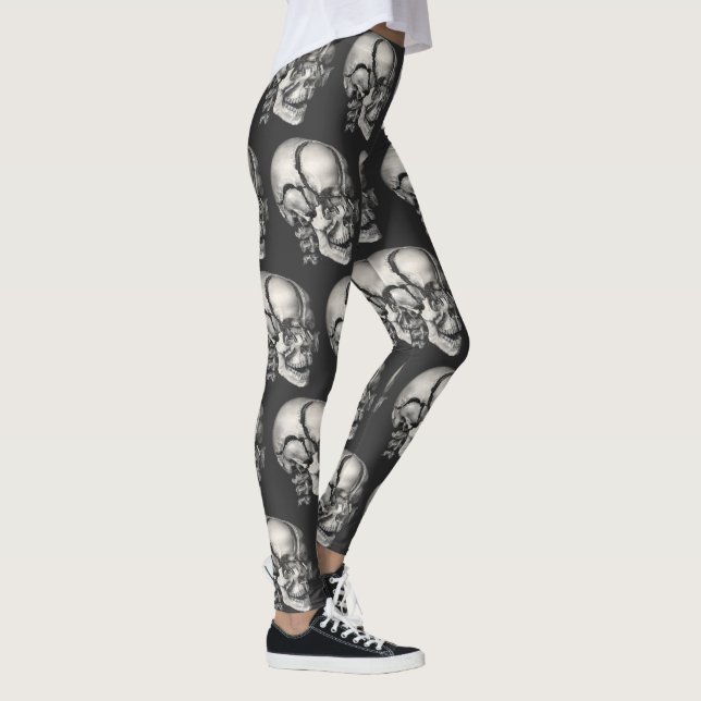 Vintage Science Human Anatomy, Antique Skull Leggings (Right)