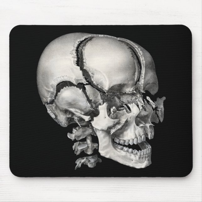 Vintage Science Human Anatomy, Antique Skull Mouse Mat (Front)