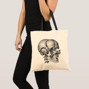 Vintage Science Human Anatomy, Antique Skull Tote Bag