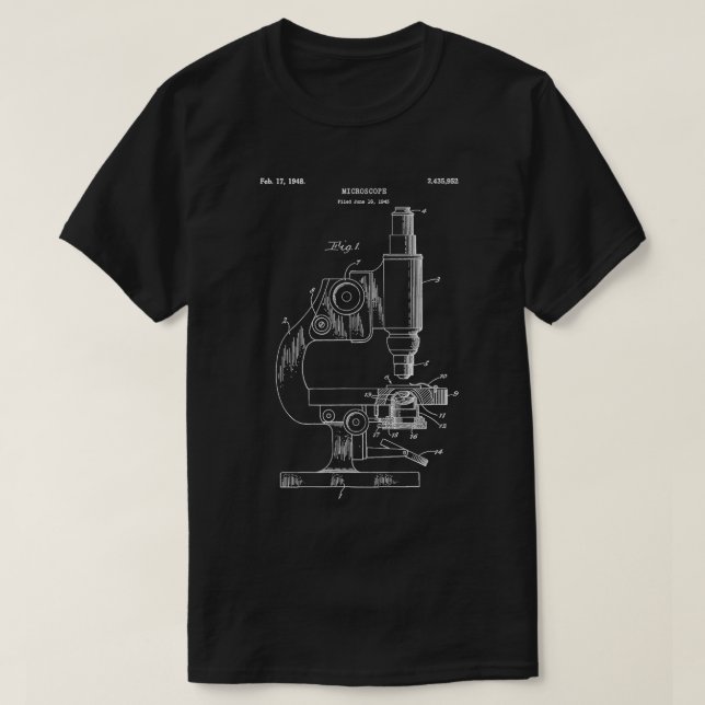 Vintage Science Microscope Blueprint  Scientist  T-Shirt (Design Front)