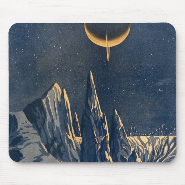 Vintage Scientific American Mountains Moon Scenery Mouse Mat (Front)