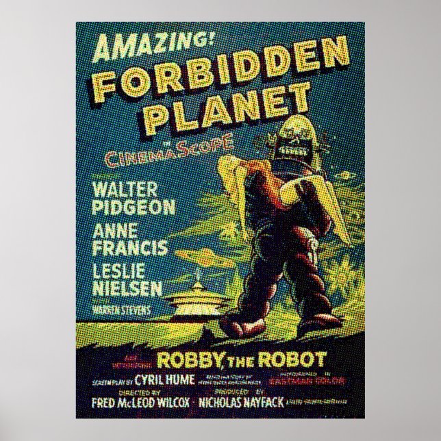 Vintage Scifi Movie Forbidden Planet Robot Poster (Front)