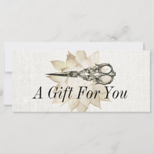Vintage Scissor Floral Elegant Gift Certificate