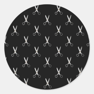 Vintage Scissors Black Minimalist Pattern Classic Round Sticker