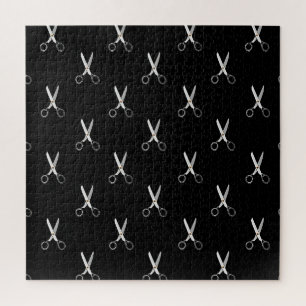 Vintage Scissors Black Minimalist Pattern Jigsaw Puzzle