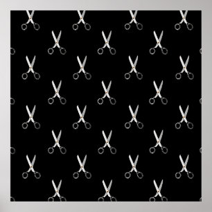Vintage Scissors Black Minimalist Pattern Poster