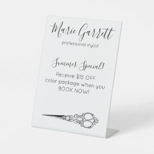 Vintage Scissors Salon Business Pedestal Sign