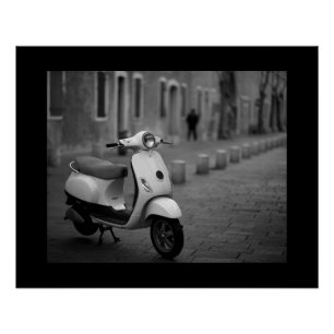 Vintage Scooter   Black + White   New York Poster
