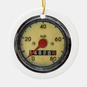 Vintage Scooter Speedometer Ceramic Tree Decoration