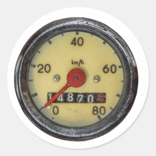 Vintage Scooter Speedometer Classic Round Sticker