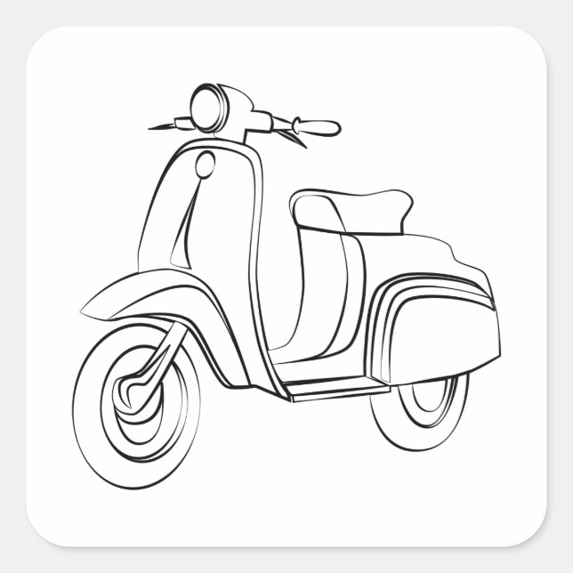 Vintage Scooter Square Sticker (Front)