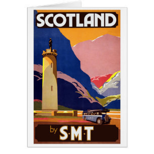 "Vintage Scotland Bus Company Travel Poster"