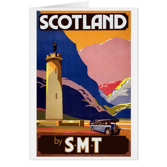 "Vintage Scotland Bus Company Travel Poster" (Front)