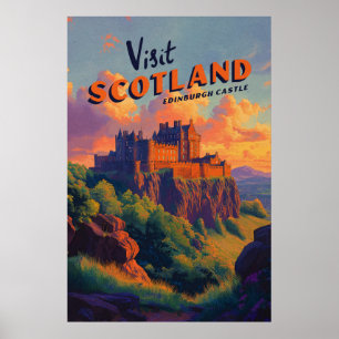 Vintage Scotland Edinburgh Castle Poster