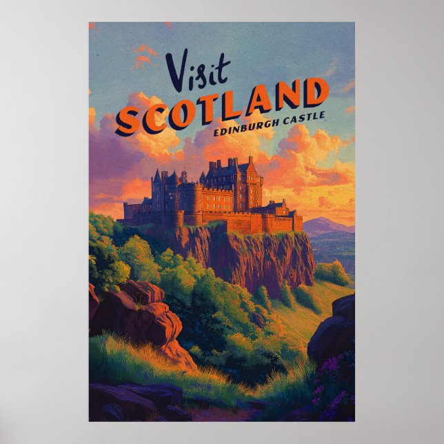 Vintage Scotland Edinburgh Castle Poster (Front)