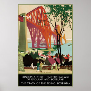 Vintage Scotland Forth Bridge Railway Travel Poster