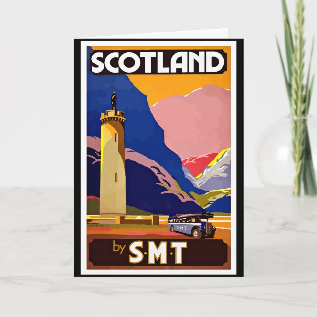 Vintage Scotland Travel Poster, Card (Front)