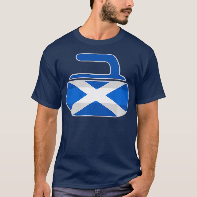 Vintage Scottish Flag Curling Scotland Curl T-Shirt (Front)