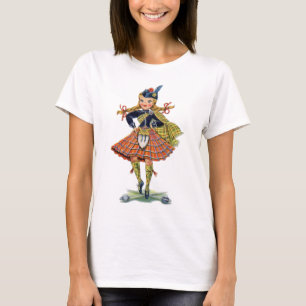 Vintage Scottish girl traditional dress T-Shirt
