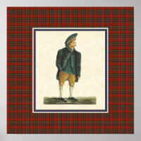 Vintage Scottish Highlander Moozie Tartan Border