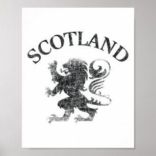 Vintage Scottish Lion Rampant Scotland Flag Rubgy Poster