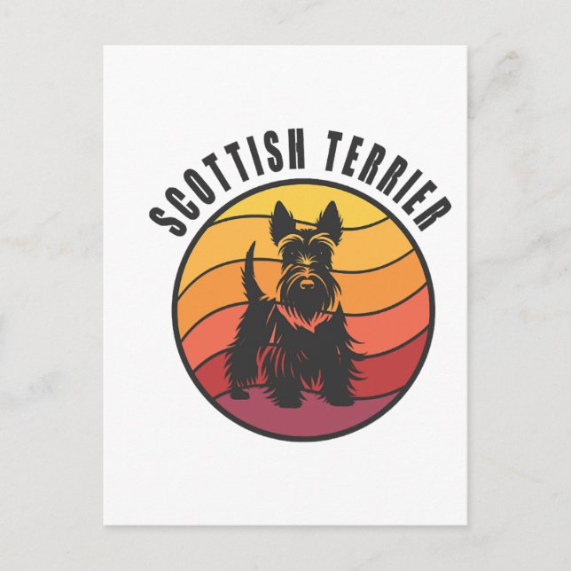 Vintage Scottish Terrier Sunse Postcard (Front)