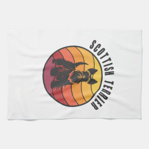 Vintage Scottish Terrier Sunse Tea Towel