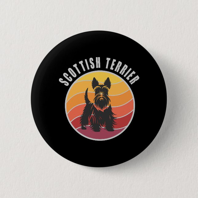 Vintage Scottish Terrier Sunset 6 Cm Round Badge (Front)