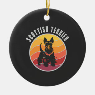 Vintage Scottish Terrier Sunset Ceramic Tree Decoration