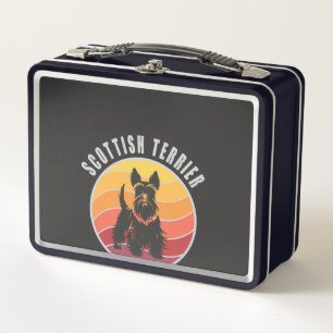 Vintage Scottish Terrier Sunset Metal Lunch Box
