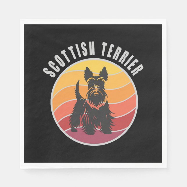 Vintage Scottish Terrier Sunset Napkin (Front)