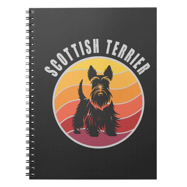 Vintage Scottish Terrier Sunset Notebook (Front)