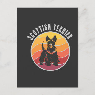 Vintage Scottish Terrier Sunset Postcard