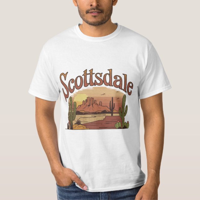 Vintage “Scottsdale Arizona” Retro Desert Sunset T-Shirt (Front)