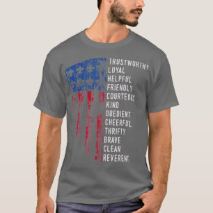 Vintage Scouting Gift US America Flag Scouting La T-Shirt